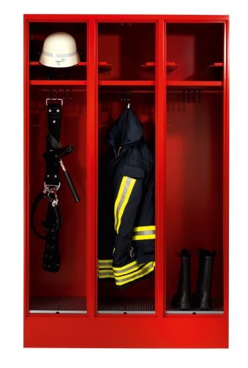 Feuerwehrschrank mit 2 Abteilen und Helmeinschubfach